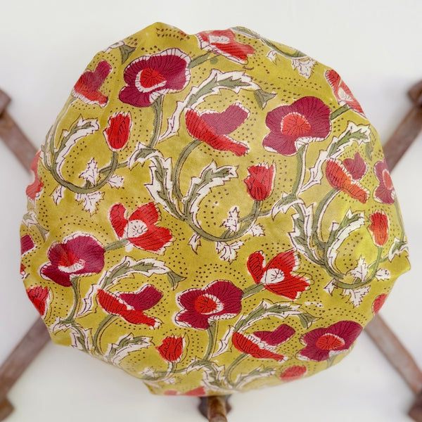 photo of poppies waterproof shower cap hanging on hook