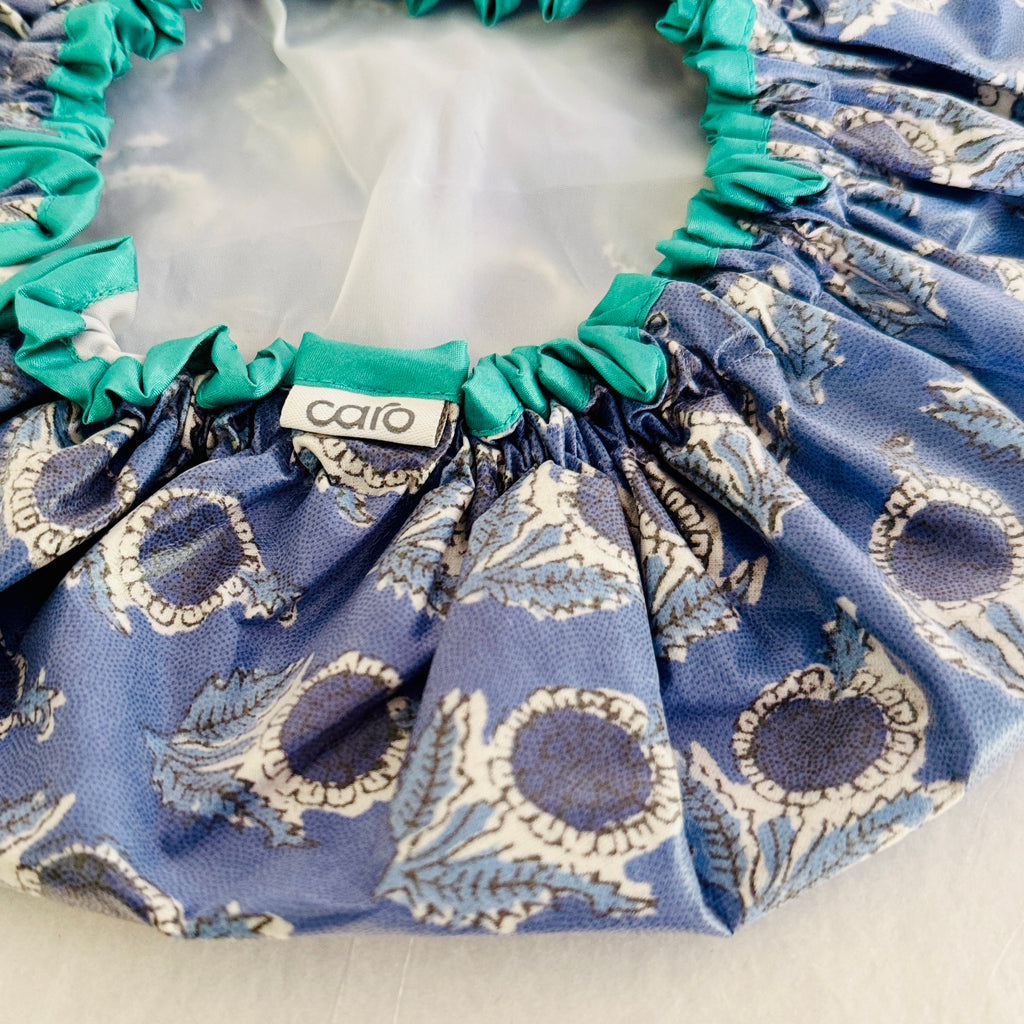 CLOSE UP OF SHOWER CAP CONTRAST TRIM FOR EN PROVENCE SHOWER CAP