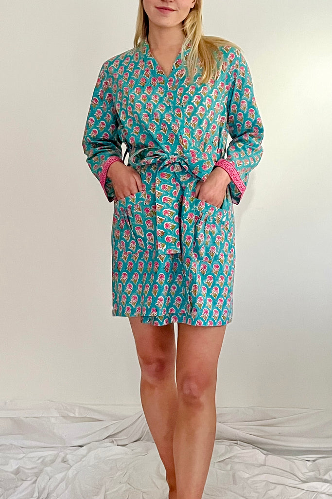 Short sales floral robe