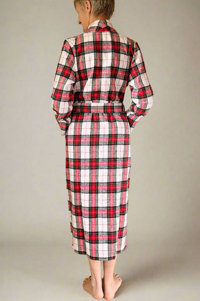 checked dressing gown ladies Dressing Gown In Check Brushed Cotton By Caro London