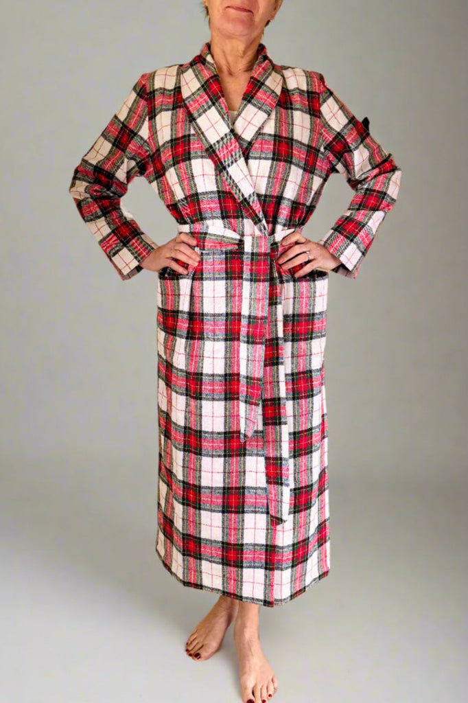 White Check Dressing Gown Caro London White Check Dressing Gown Caro London