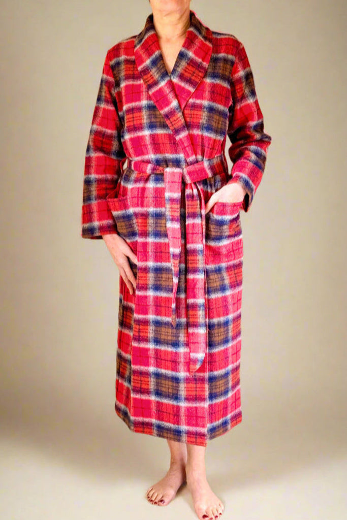 Red Check Dressing Gown Caro London Red Check Dressing Gown Caro London