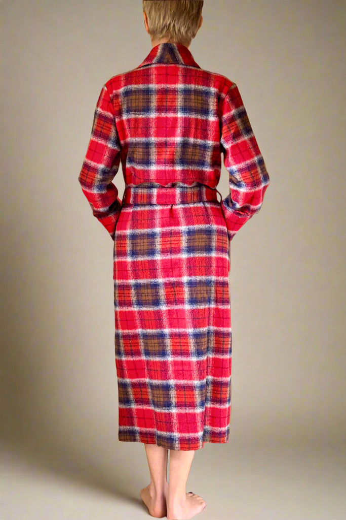 checked dressing gown ladies Dressing Gown In Check Brushed Cotton By Caro London