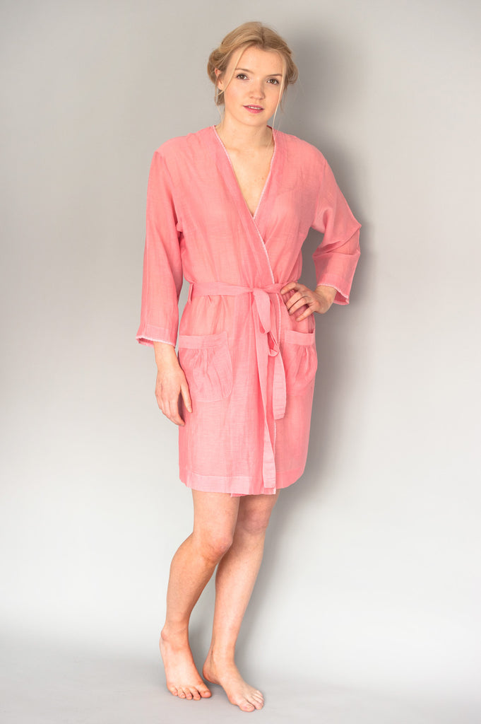 Pink Silk Short Robe
