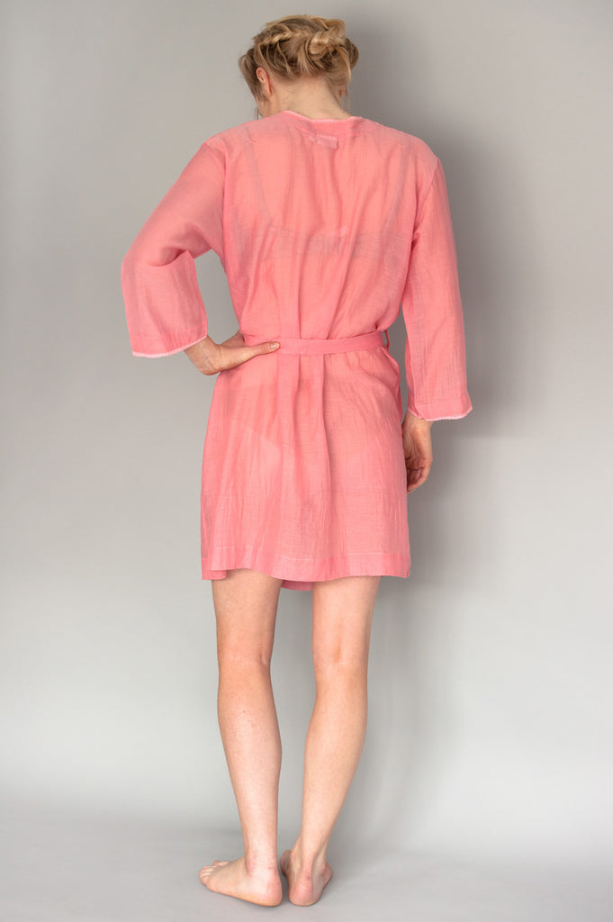 Pink Silk Short Robe