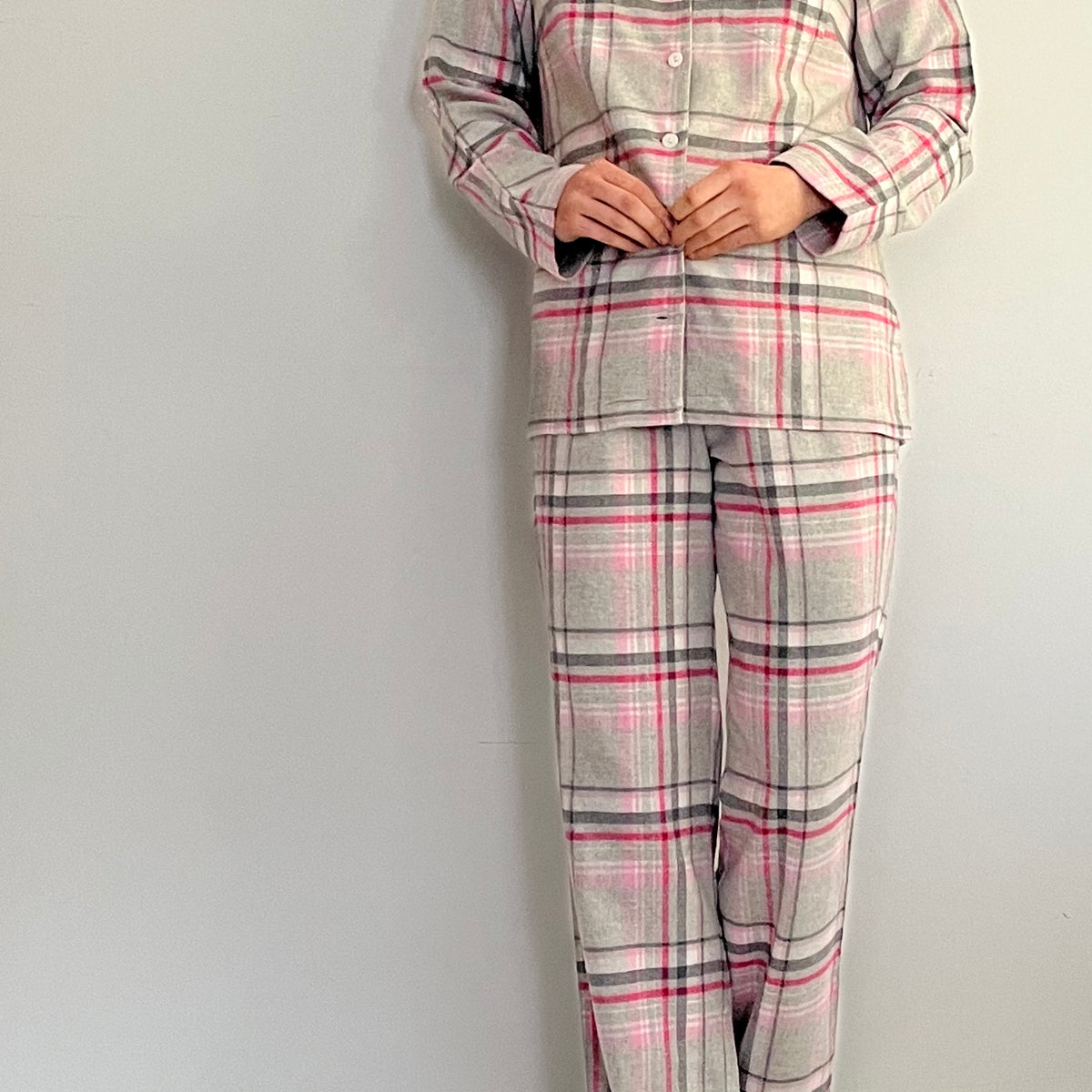 Ladies pink check pyjamas sale
